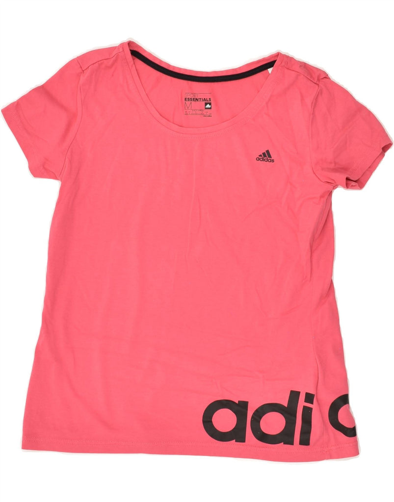 ADIDAS Womens Climalite Graphic T-Shirt Top UK 12/14 Medium Pink Cotton | Vintage Adidas | Thrift | Second-Hand Adidas | Used Clothing | Messina Hembry 