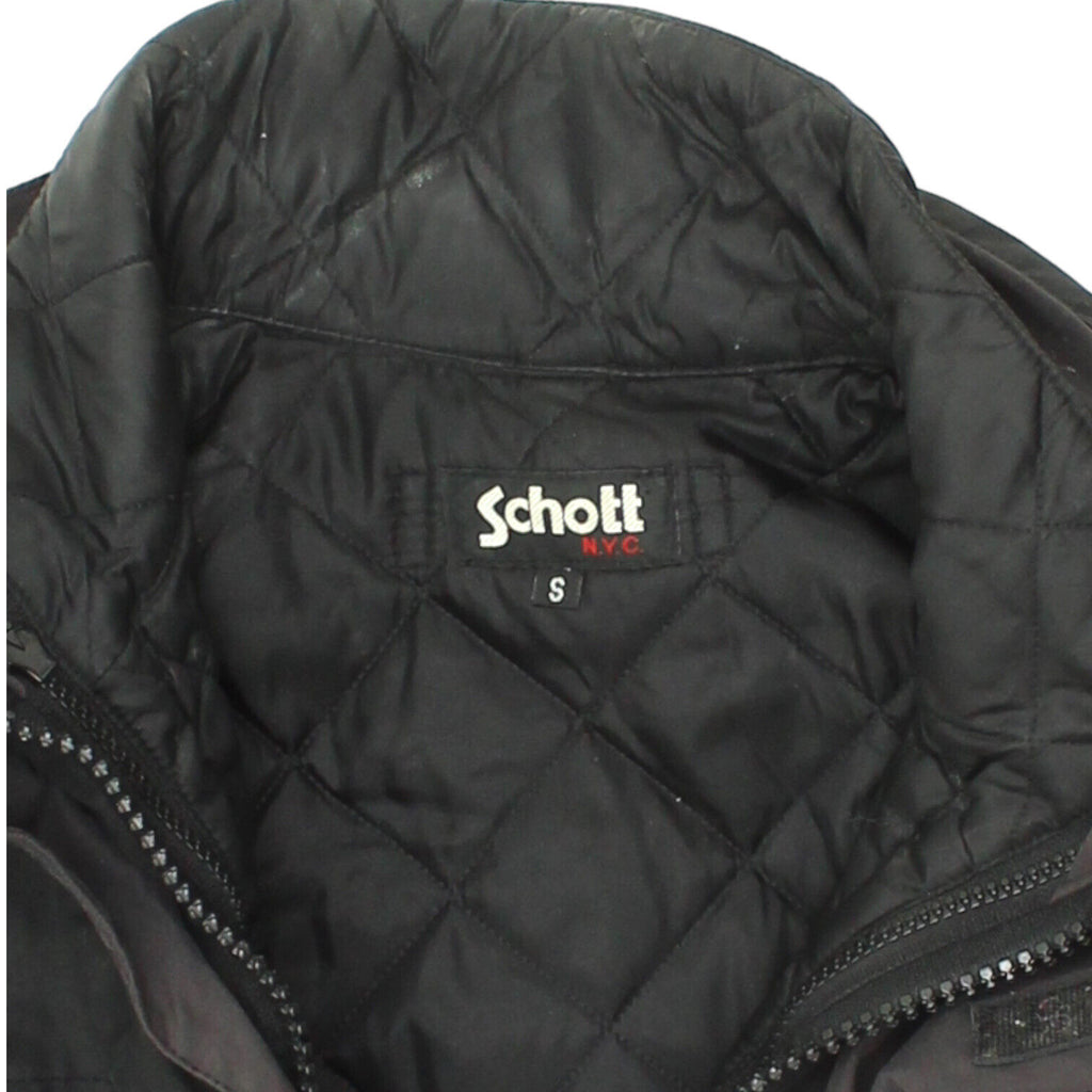 Schott NYC Mens Black Quilt Lined Nylon Jacket | Vintage High End Designer VTG | Vintage Messina Hembry | Thrift | Second-Hand Messina Hembry | Used Clothing | Messina Hembry 