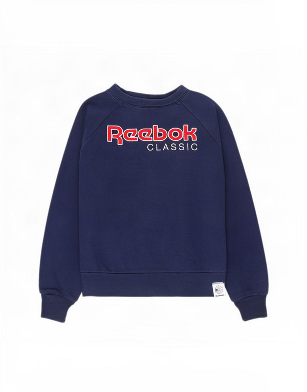 Reebok Womens Graphic Oversized Sweatshirt Jumper UK 12/14 Medium Navy Blue