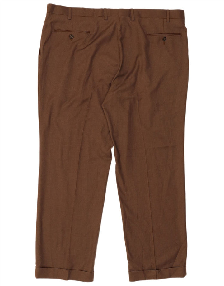 RALPH LAUREN Mens Pegged Suit Trousers W42 L30 Brown Polyester