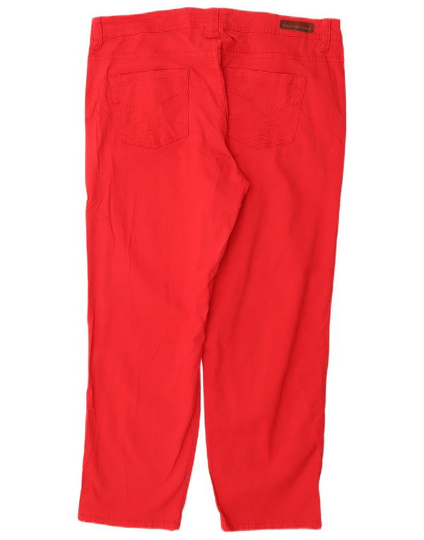 Calvin Klein Womens Skinny Cropped Trousers US 14 Large W34 L26 Red Cotton
