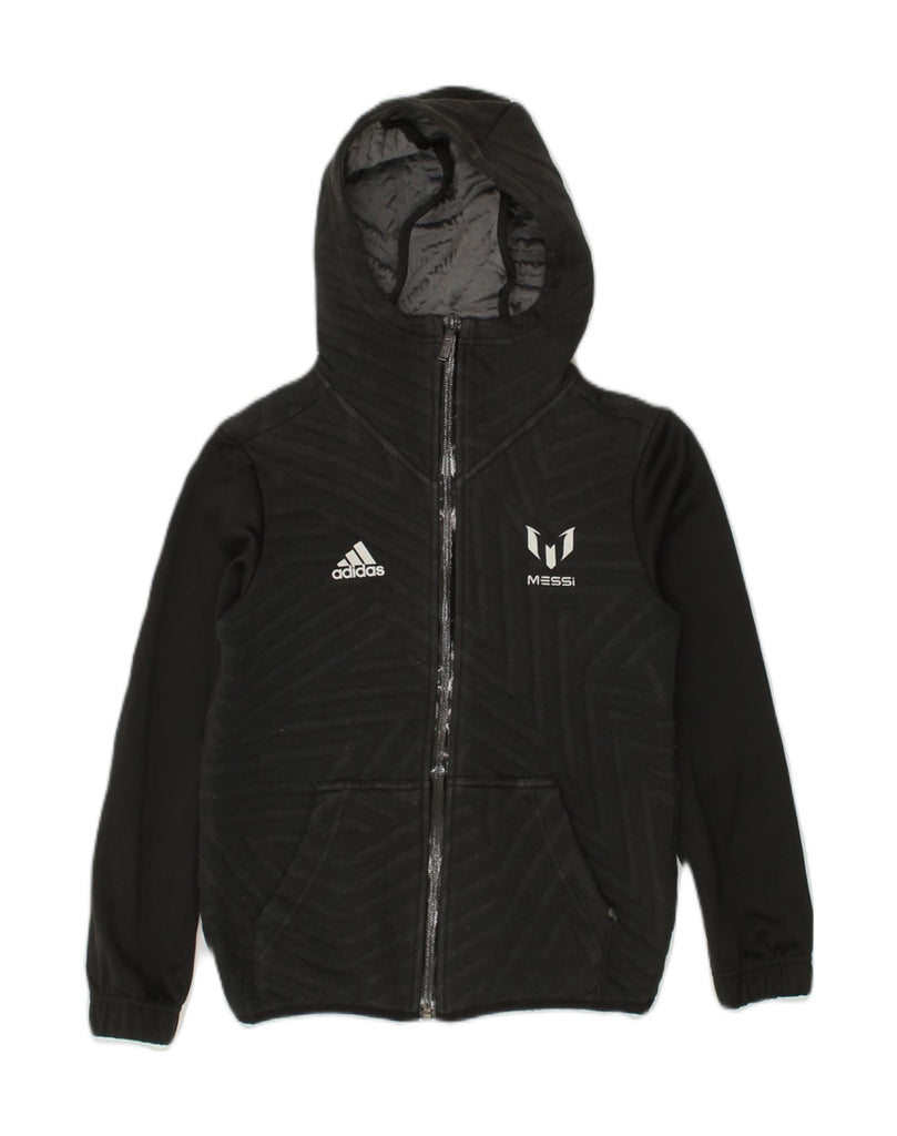 ADIDAS Boys Graphic Zip Hoodie Sweater 9-10 Years Black Cotton | Vintage Adidas | Thrift | Second-Hand Adidas | Used Clothing | Messina Hembry 