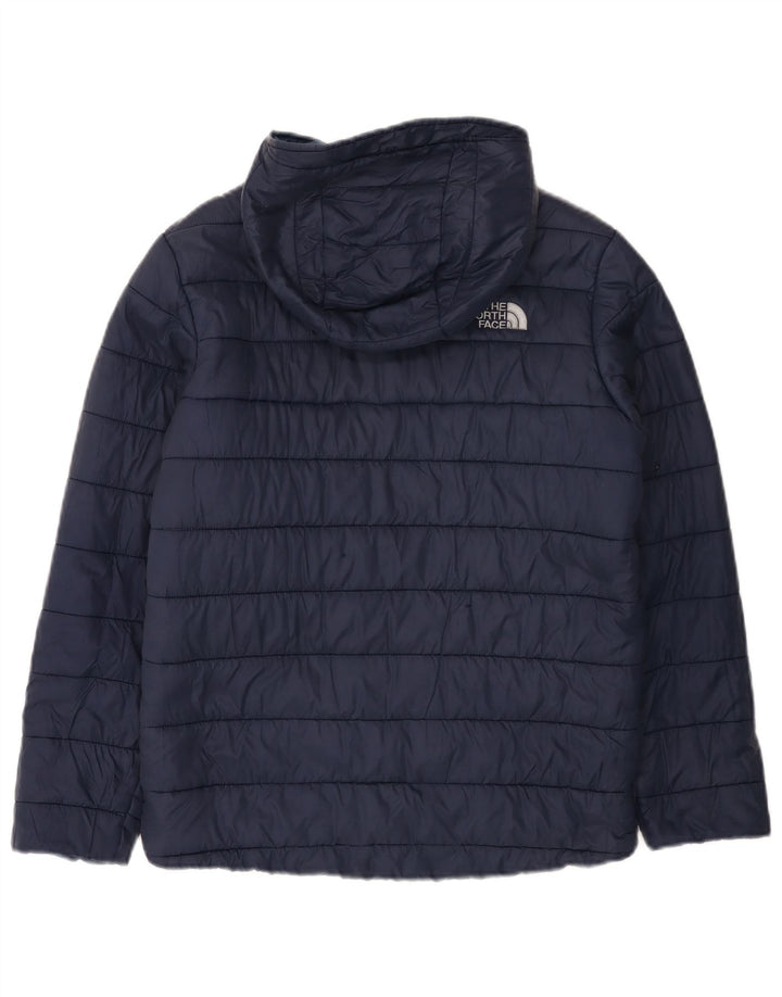 THE NORTH FACE Boys Hooded Padded Jacket 11-12 Years Large Navy Blue