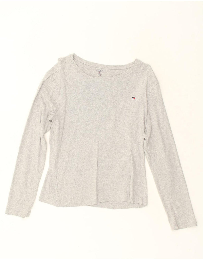 TOMMY HILFIGER Womens Top Long Sleeve UK 14 Large Grey Cotton | Vintage Tommy Hilfiger | Thrift | Second-Hand Tommy Hilfiger | Used Clothing | Messina Hembry 