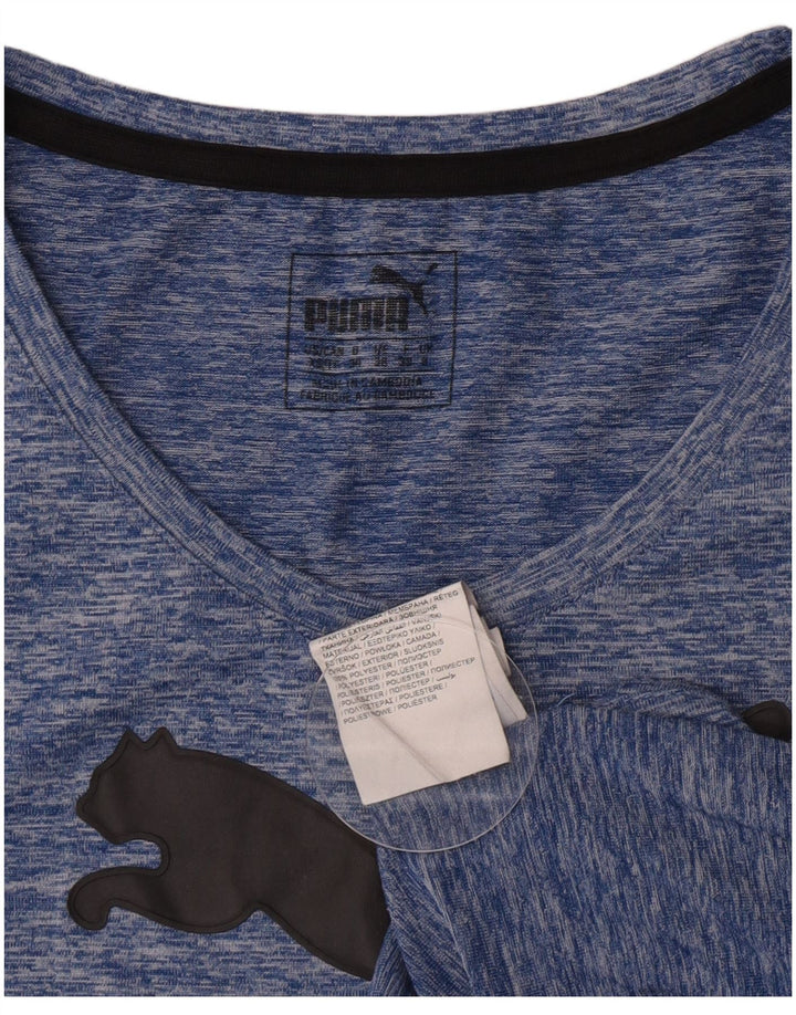 Puma Womens Graphic T-Shirt Top UK 8 Small Blue Flecked Polyester