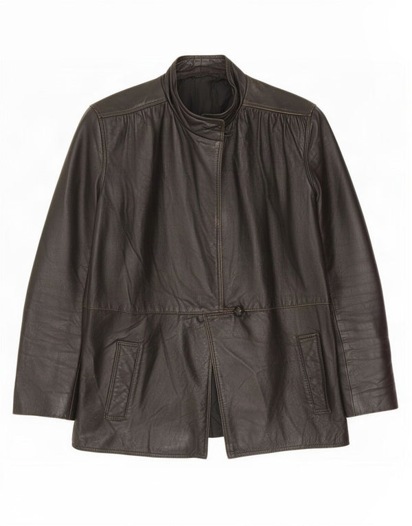 Vintage Womens 3/4 Sleeve Leather Jacket IT 42 Medium Brown