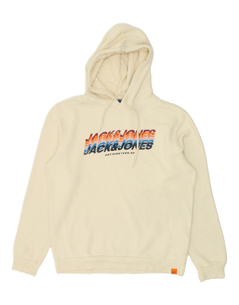 JACK & JONES Mens Graphic Hoodie Jumper Large White Cotton | Vintage Jack & Jones | Thrift | Second-Hand Jack & Jones | Used Clothing | Messina Hembry 