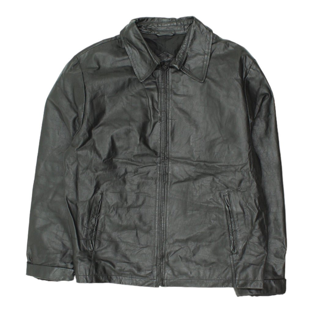 Pull & Bear Mens Black Zip Up Leather Biker Jacket | Vintage Designer VTG | Vintage Messina Hembry | Thrift | Second-Hand Messina Hembry | Used Clothing | Messina Hembry 