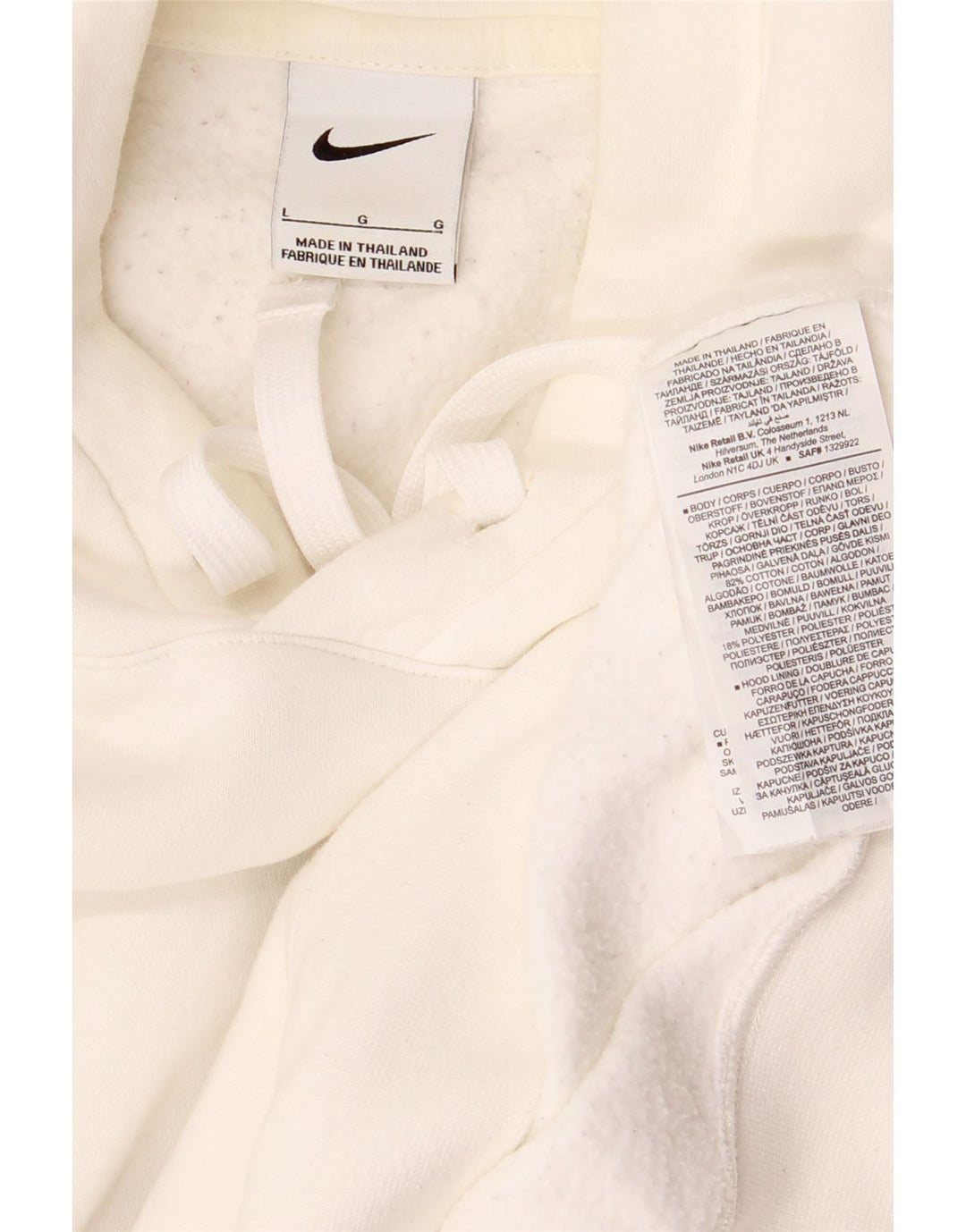 Nike Mens Graphic Hoodie Jumper Large White Cotton