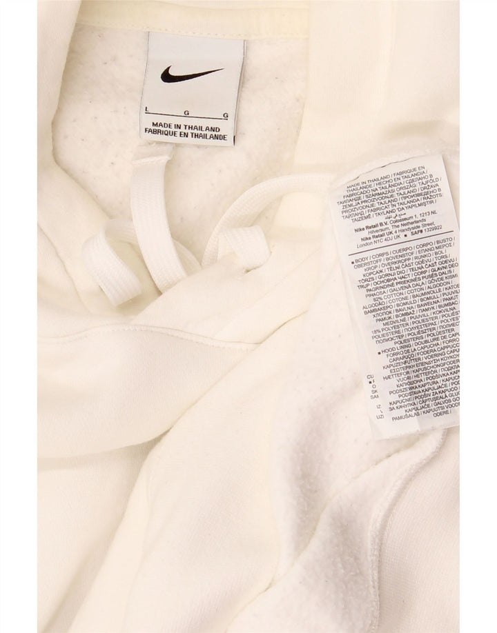 Nike Mens Graphic Hoodie Jumper Large White Cotton