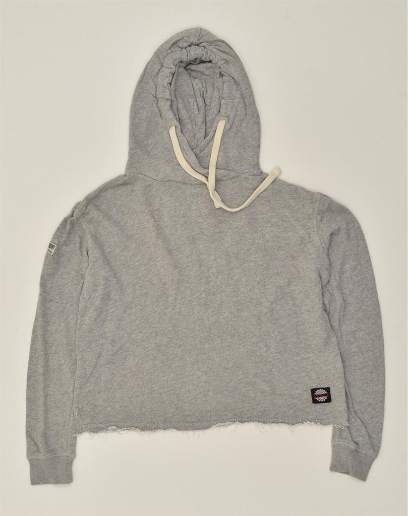 SUPERDRY Womens Oversized Hoodie Jumper UK 6 XS Grey Cotton | Vintage Superdry | Thrift | Second-Hand Superdry | Used Clothing | Messina Hembry 