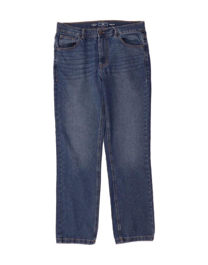 VINTAGE Mens Straight Jeans W34 L31 Blue Cotton Vintage Vintage and Second-Hand Vintage from Messina Hembry 