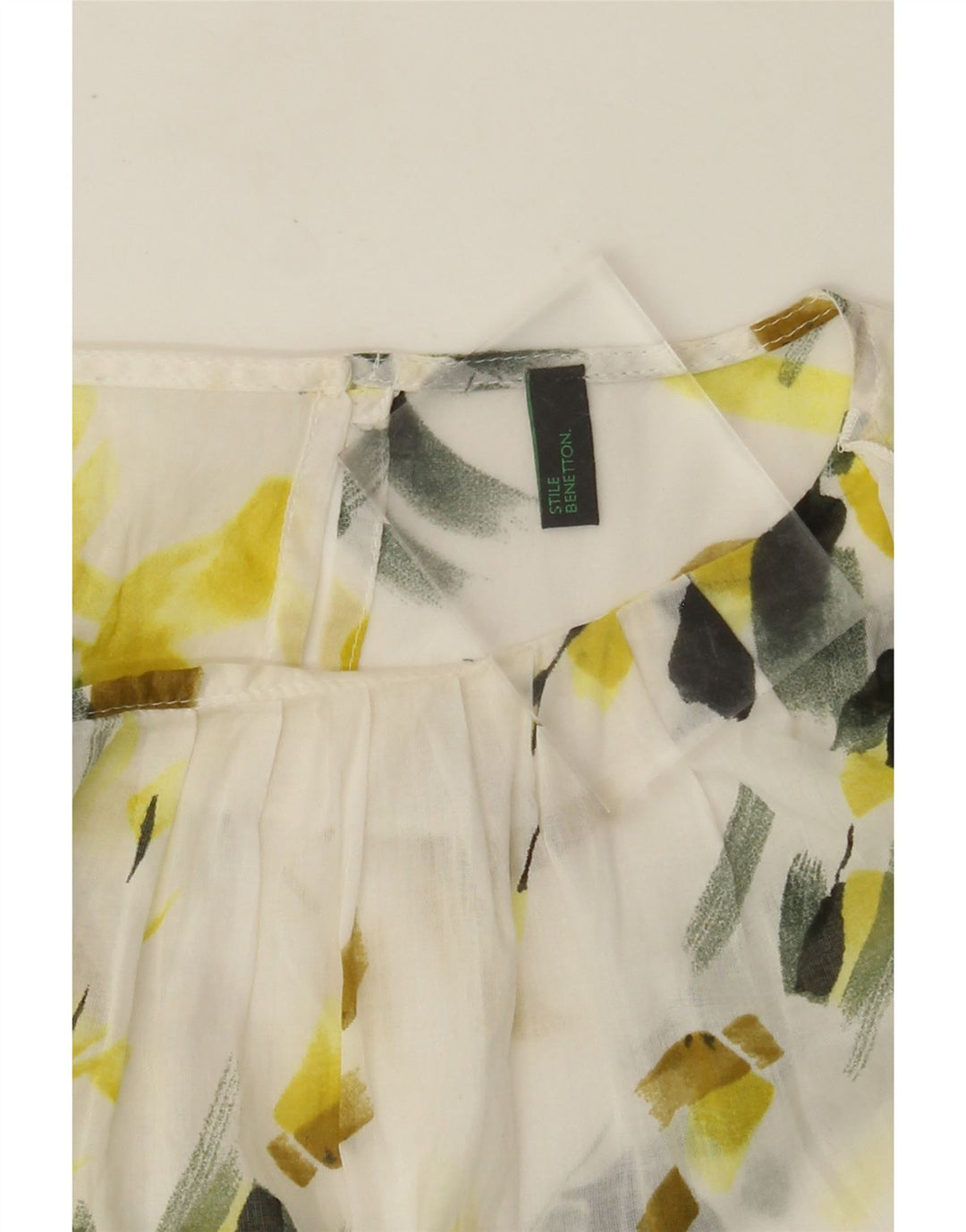 BENETTON Womens Blouse Top UK 12 Medium White Floral
