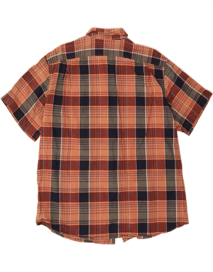 EDDIE BAUER Mens Short Sleeve Shirt XL Orange Check Vintage Eddie Bauer and Second-Hand Eddie Bauer from Messina Hembry 