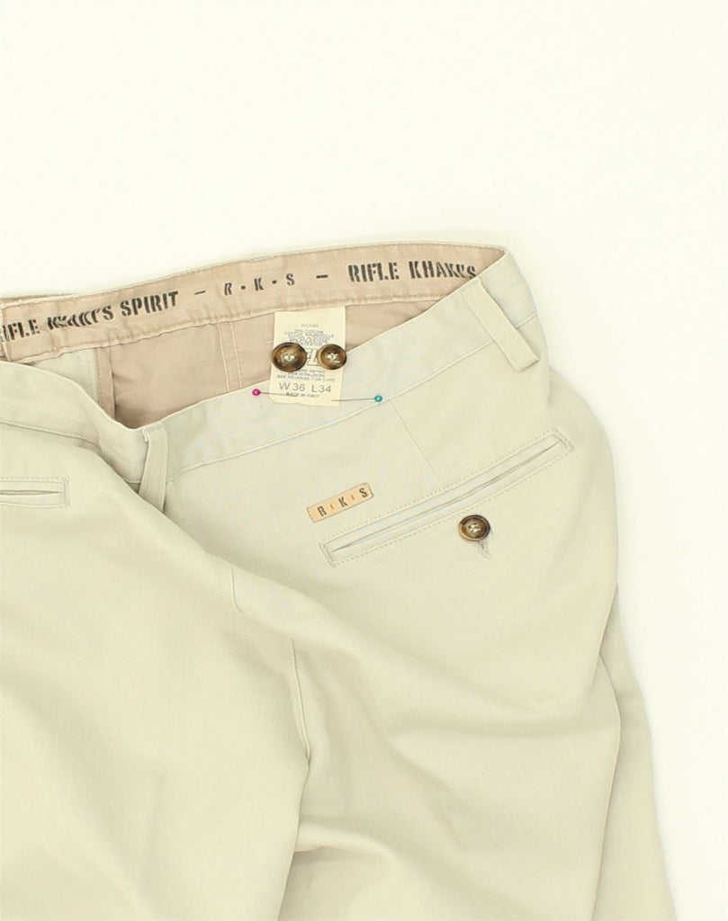 RIFLE Mens Tapered Casual Trousers W36 L30 Beige Cotton | Vintage Rifle | Thrift | Second-Hand Rifle | Used Clothing | Messina Hembry 