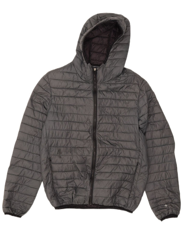 Champion Mens Hooded Padded Jacket UK 40 Large Grey Polyamide