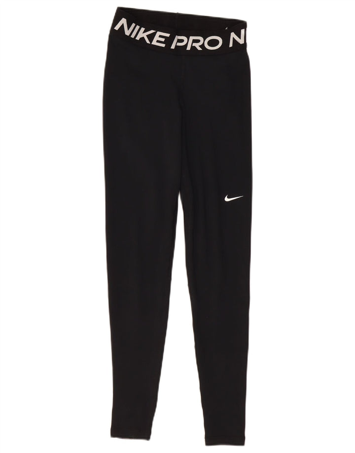 NIKE Womens Dri Fit Graphic Leggings UK 4 XS  Black Polyester