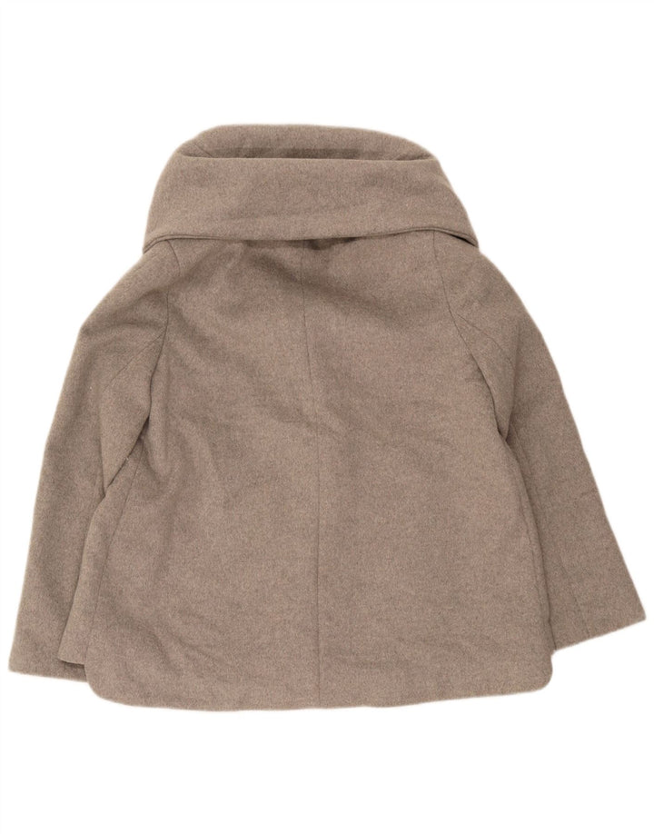 Zara Womens Short Oversized Overcoat UK 10 Small Grey Polyester