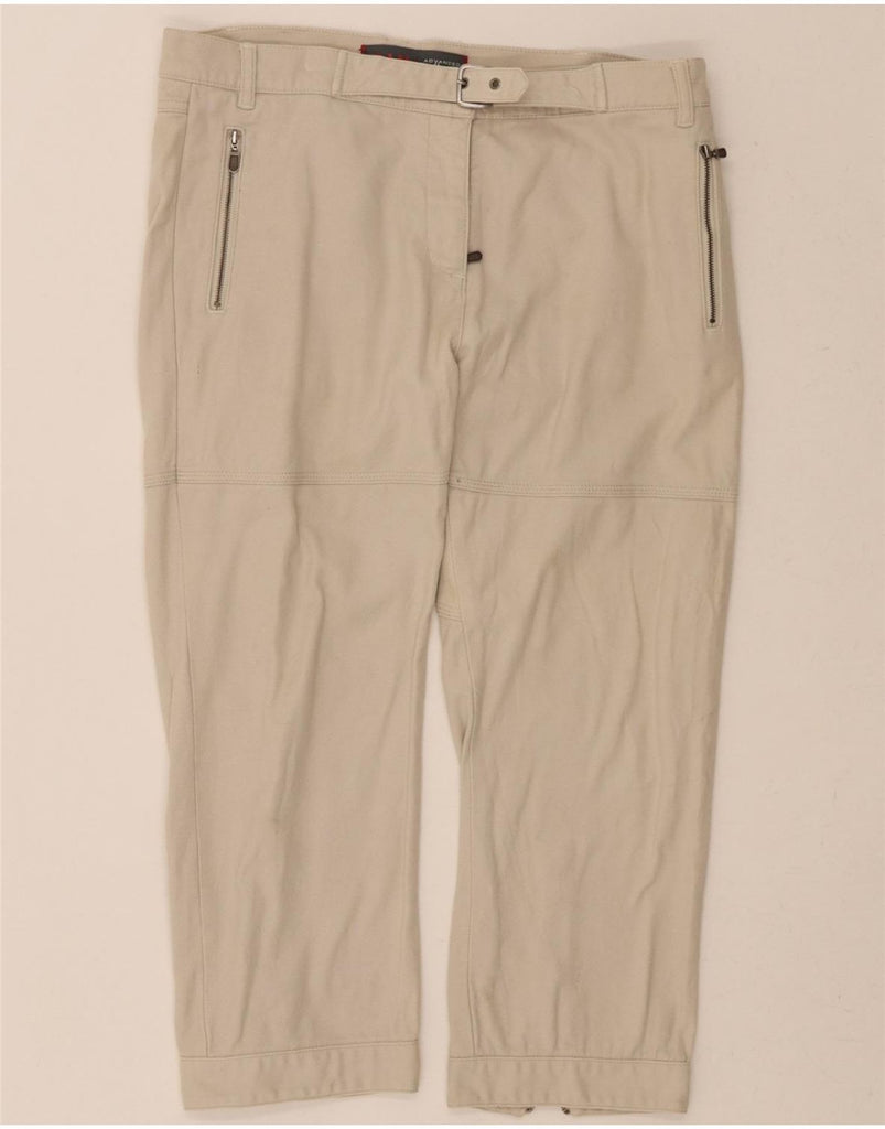 SLAM Womens Straight Cropped Trousers IT 48 XL W36 L23 Off White Cotton Vintage Slam and Second-Hand Slam from Messina Hembry 