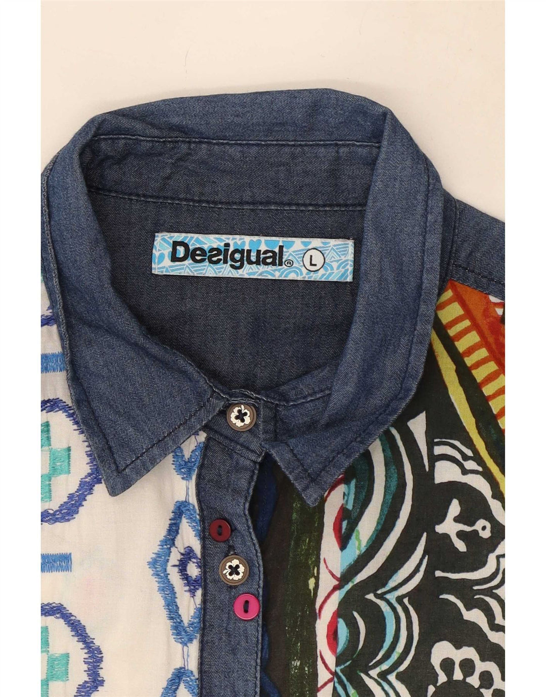 Desigual Womens Graphic Shirt UK 14 Large Multicoloured Geometric
