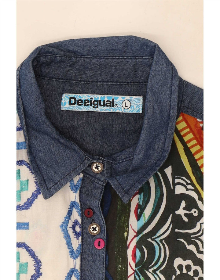 Desigual Womens Graphic Shirt UK 14 Large Multicoloured Geometric