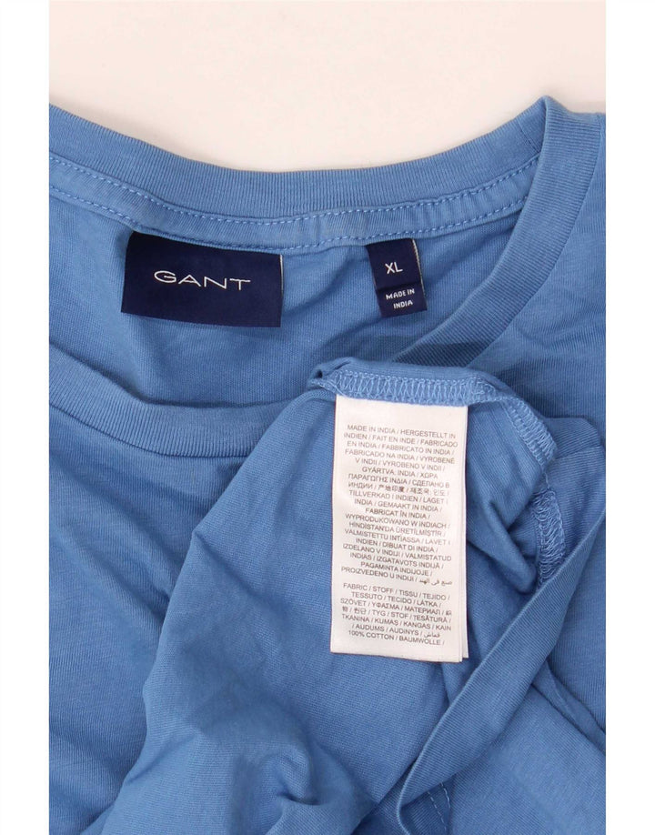 Gant Mens T-Shirt Top XL Blue Cotton