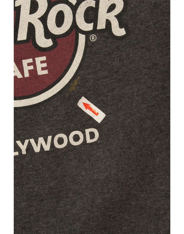 Hard Rock Cafe Mens Hollywood Graphic Sweatshirt Jumper Medium Grey Flecked