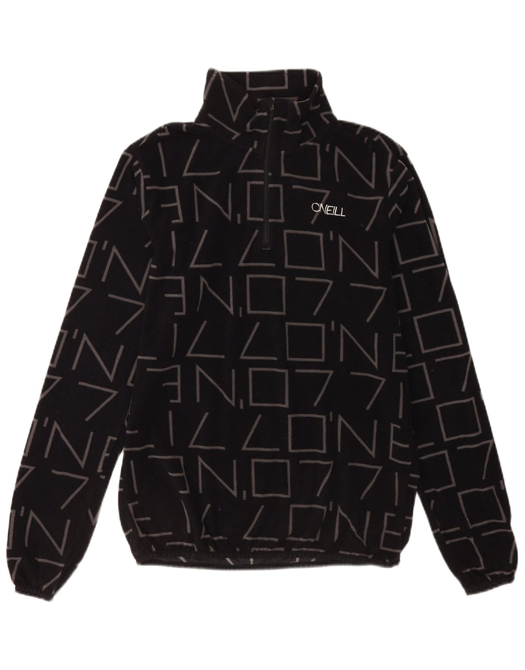 O'Neill Mens Graphic Zip Neck Fleece Jumper Large Black Polyester