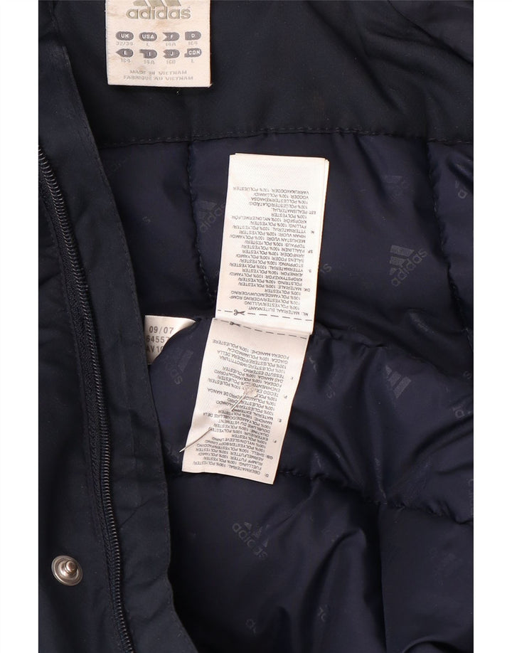 Adidas Boys Hooded Padded Jacket 13-14 Years Navy Blue Polyester