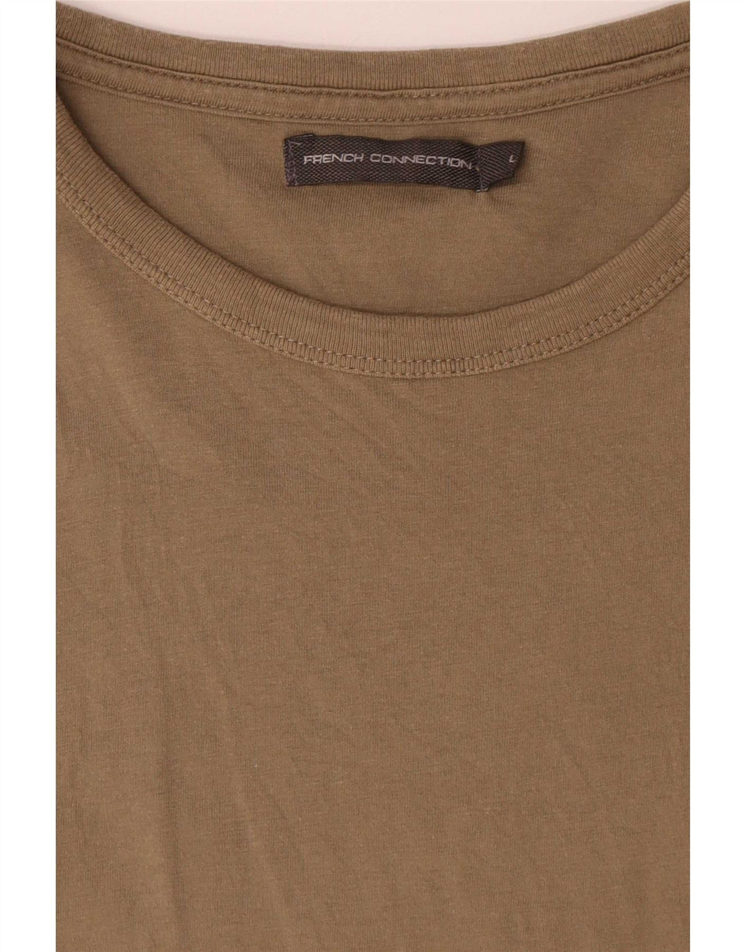 French Connection Mens T-Shirt Top Large Khaki Cotton