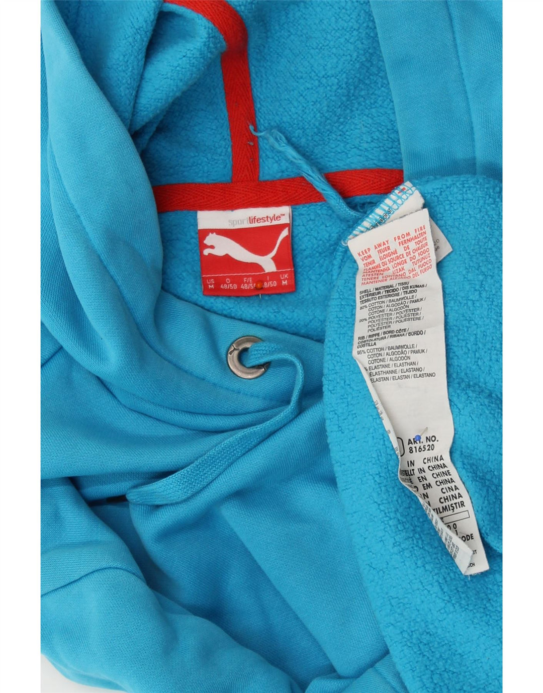 PUMA Mens Hoodie Jumper Medium Blue Cotton