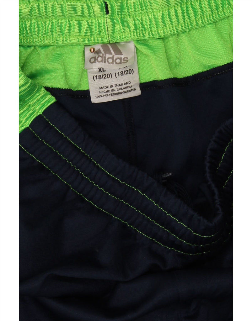 ADIDAS Boys Graphic Sport Shorts 15-16 Years XL  Navy Blue Colourblock Vintage Adidas and Second-Hand Adidas from Messina Hembry 