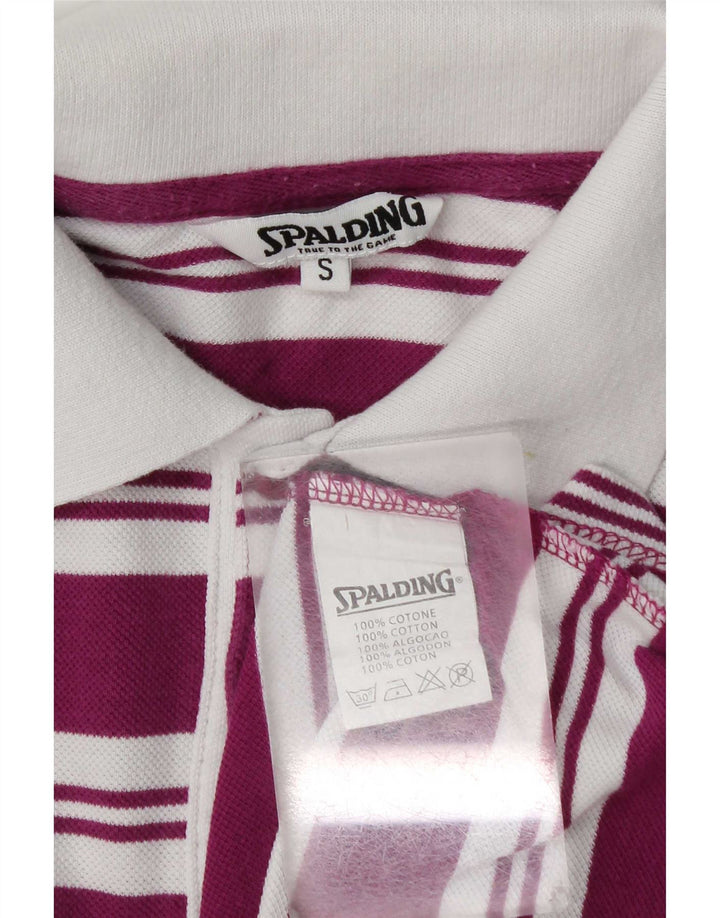 Spalding Mens Polo Shirt Small Purple Striped Cotton