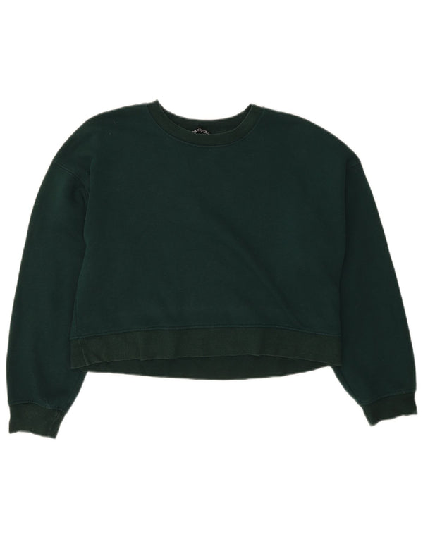 Zara Womens Crop Oversized Sweatshirt Jumper UK 10 Small Green