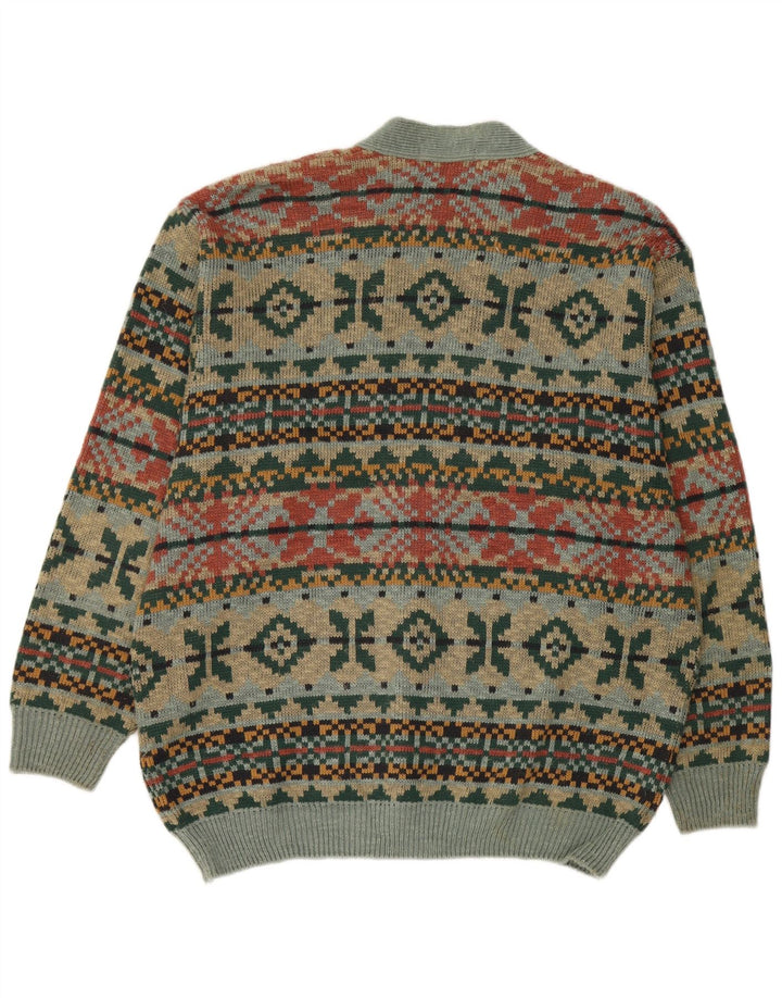 Marks & Spencer Mens Cardigan Sweater Medium Multicoloured Fair Isle