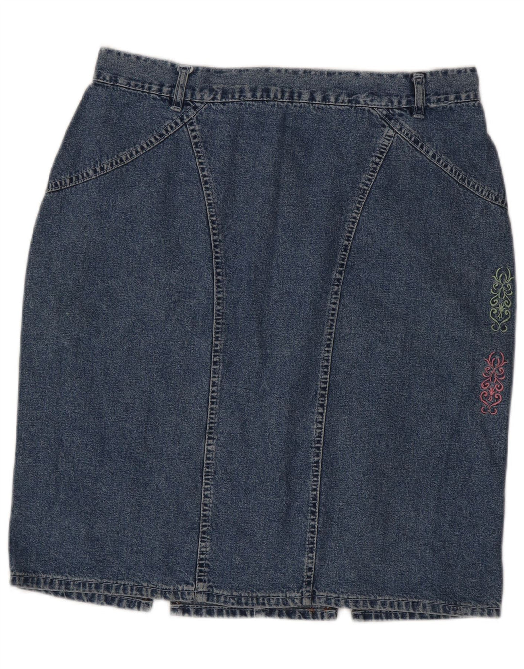 CARLUCCI Womens Denim Skirt W34 Large Blue Paisley