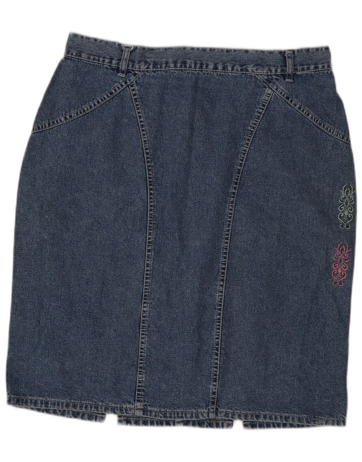 CARLUCCI Womens Denim Skirt W34 Large Blue Paisley