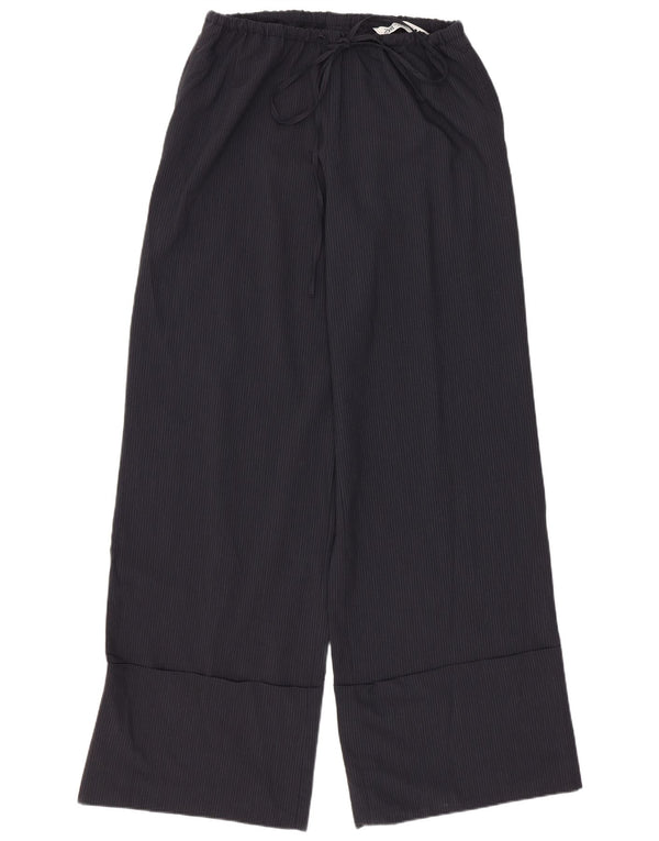 Zara Womens Wide Leg Trousers Small W26 L30 Grey Pinstripe