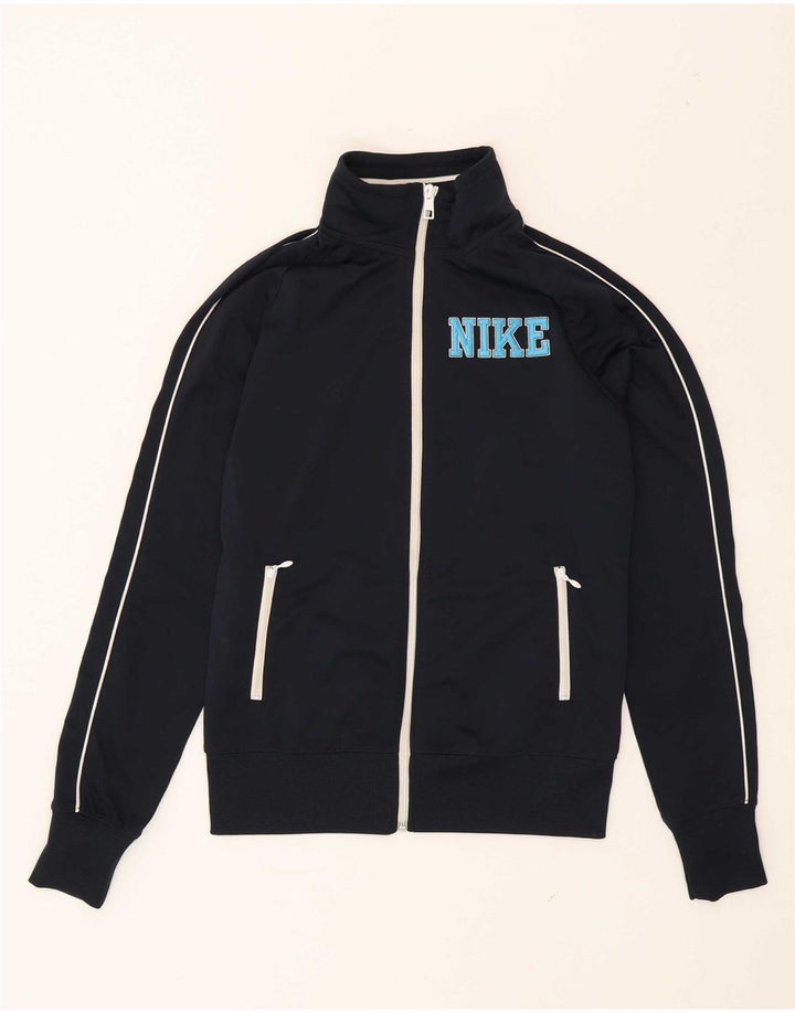 NIKE Womens Tracksuit Top Jacket UK 14 Medium Navy Blue Polyester