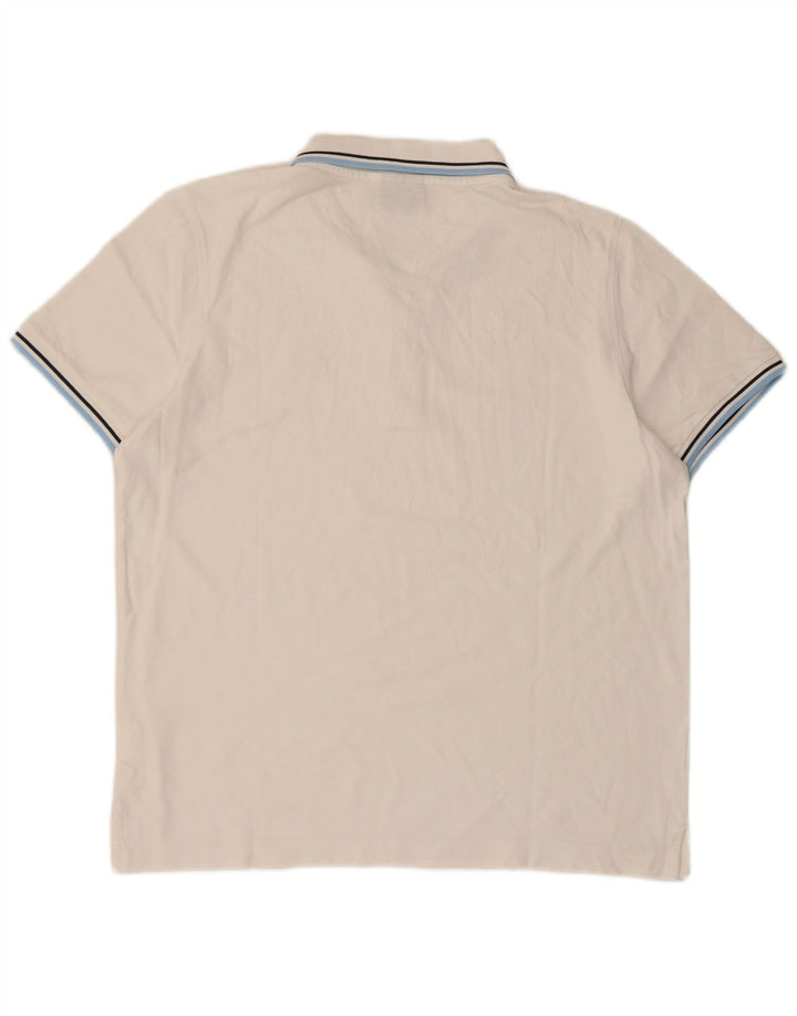 Lotto Mens Polo Shirt Large White Striped Cotton