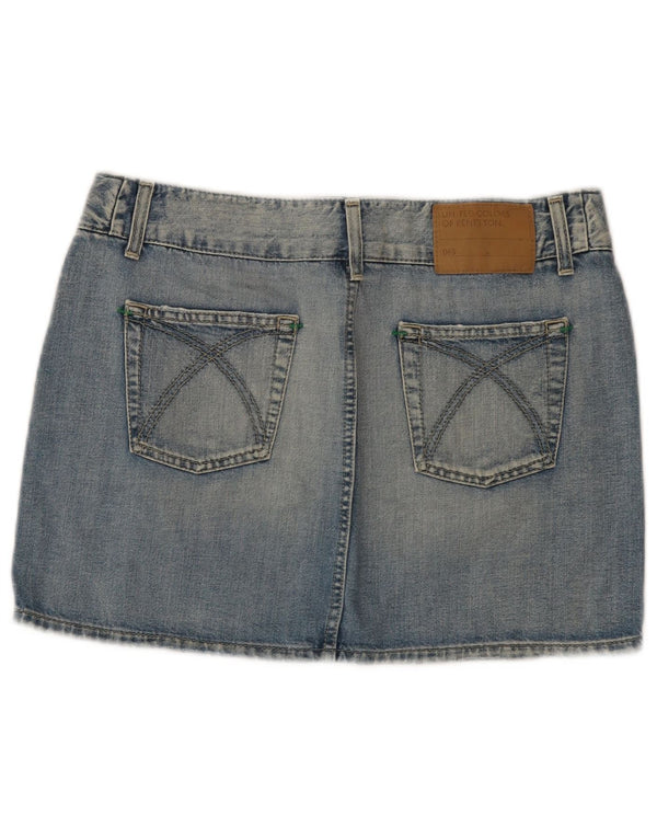 Benetton Womens Mini Denim Skirt IT 44 Medium W32 Blue Cotton