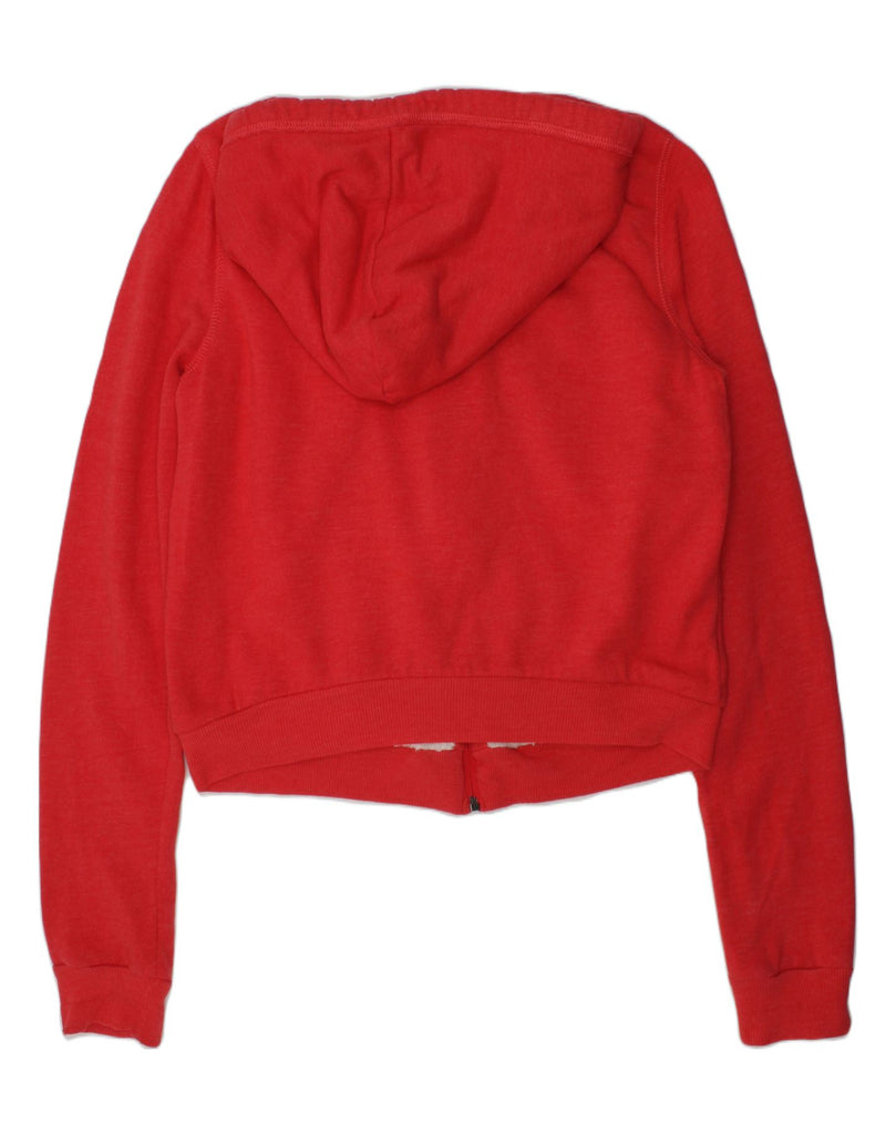 HOLLISTER Womens Sherpa Crop Zip Hoodie Sweater UK 10 Small Red Cotton | Vintage Hollister | Thrift | Second-Hand Hollister | Used Clothing | Messina Hembry 