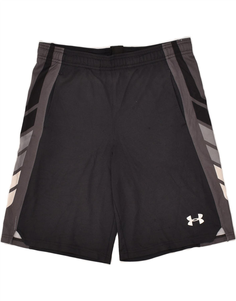 UNDER ARMOUR Boys Graphic Sport Shorts 9-10 Years Medium Black Colourblock | Vintage Under Armour | Thrift | Second-Hand Under Armour | Used Clothing | Messina Hembry 