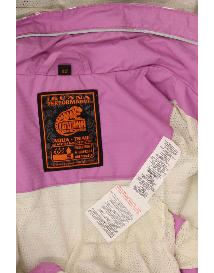IGUANA Womens Hooded Rain Jacket IT 42 Medium Pink Geometric Polyamide Vintage Iguana and Second-Hand Iguana from Messina Hembry 