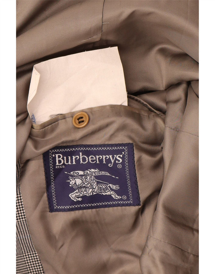 Burberrys Mens 2 Button Blazer Jacket IT 48 Medium Grey Check Wool