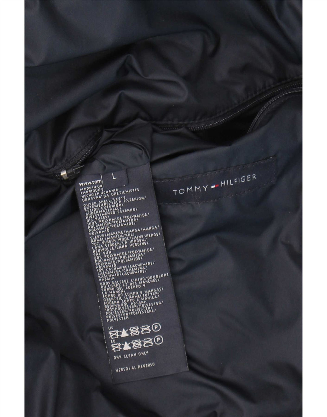 Tommy Hilfiger Mens Hooded Padded Jacket UK 40 Large Grey Colourblock
