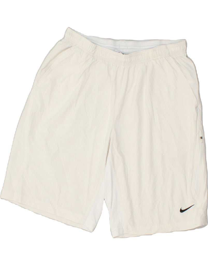 NIKE Mens Sport Shorts Large White Polyester | Vintage Nike | Thrift | Second-Hand Nike | Used Clothing | Messina Hembry 