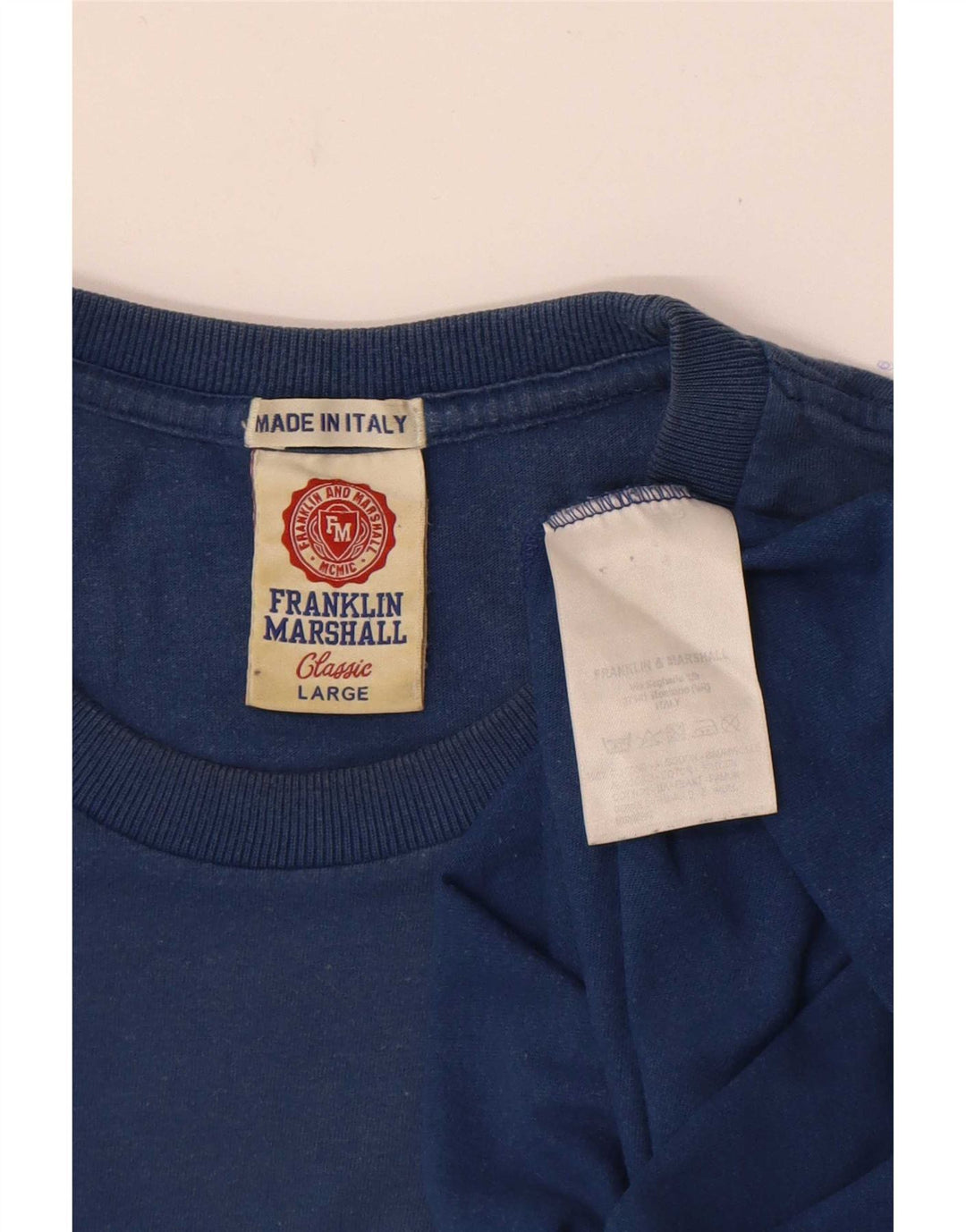 Franklin Marshall Mens Classic Fit Graphic T-Shirt Top Large Blue Cotton