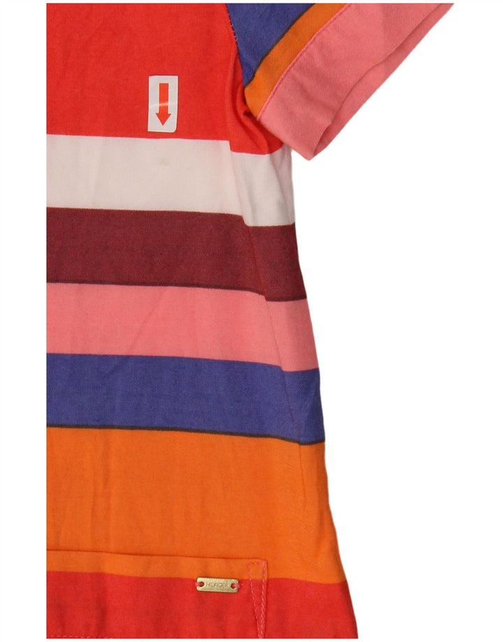 TOMMY HILFIGER Girls Blouse Top 8-9 Years Medium Red Striped Viscose