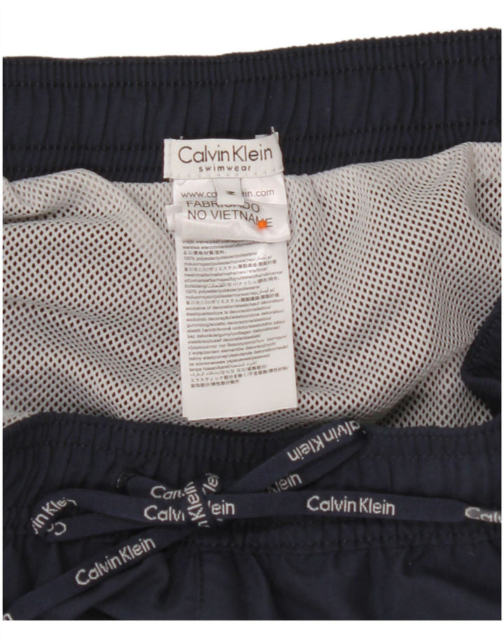 CALVIN KLEIN Mens Graphic Swimming Shorts Medium Navy Blue Colourblock